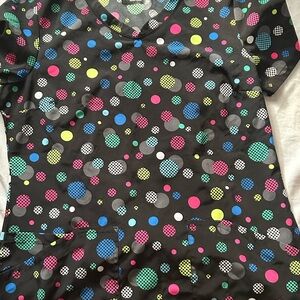 Cherokee Women's Top - Black with Multicolor Dots